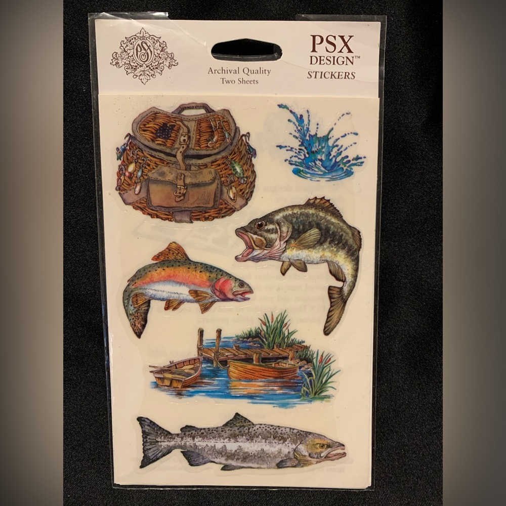 Vintage PSX Designs Scrapbooking Stickers Gone Fishing NIP